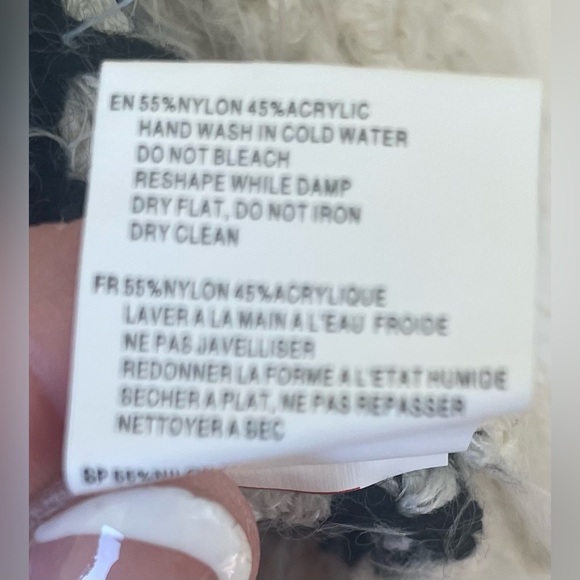 NWT RD Style oversized black / cream acrylic blend open front cardigan; size S - Picture 6 of 8